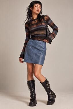 Vintage 80s Deadstock Global Identity Leather Mini Skirt 30 Retro Grunge Punk